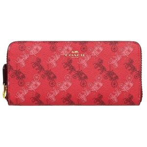 RARE Coach Slim Accordion Zip Wallet With Horse And Carriage Print